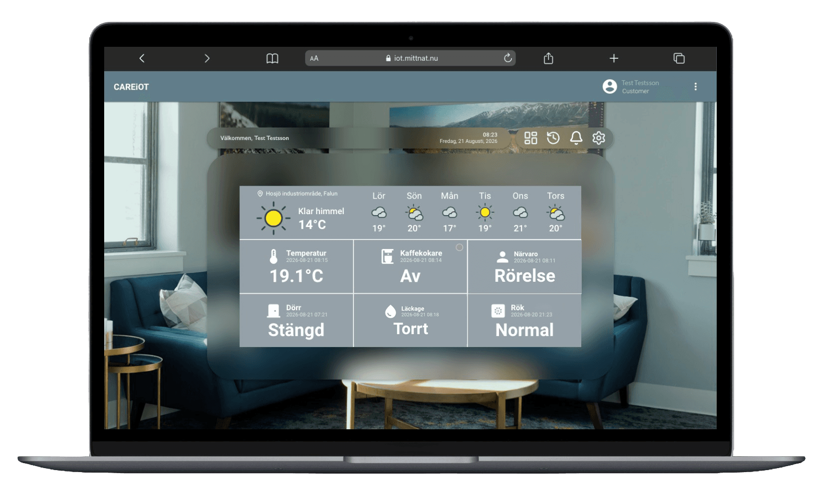 CAREiOT överblick på datorn